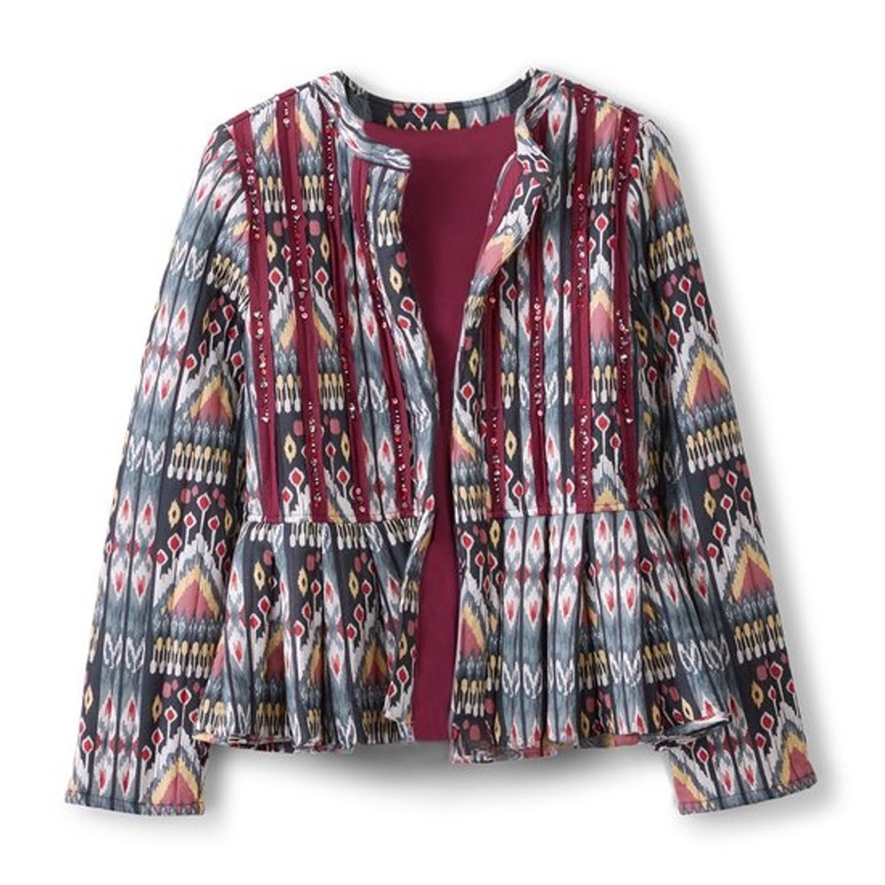 Soft Surroundings Quilted Boheme Beaded Voile Peplum Jacket – Size 1XP (18W–20W)